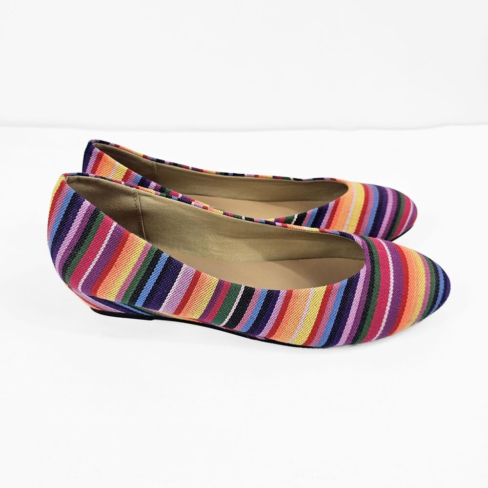Angel Steps 9 Wide Rainbow Boho Canvas Flat